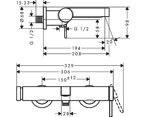 Смеситель для ванны Hansgrohe Finoris 76420700 Белый матовый