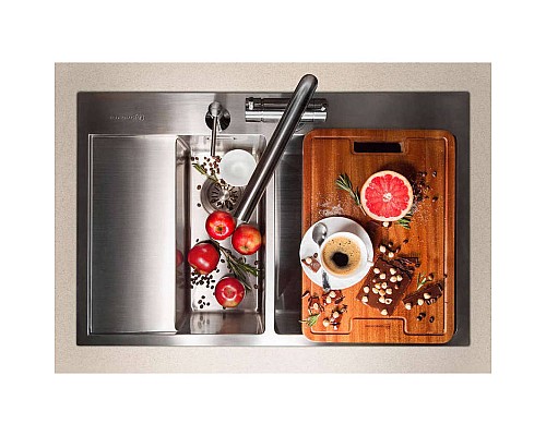 Кухонная мойка Omoikiri Akisame 78-2-GM-R 4973102 вороненая сталь