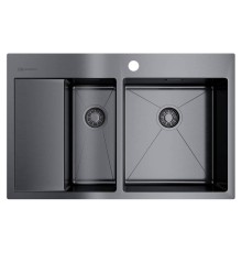 Кухонная мойка Omoikiri Akisame 78-2-GM-R 4973102 вороненая сталь