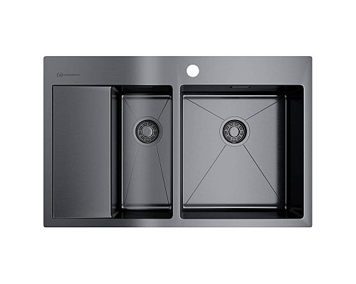 Кухонная мойка Omoikiri Akisame 78-2-GM-R 4973102 вороненая сталь