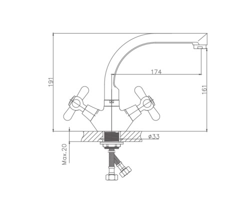 Смеситель для кухни Cron CN4625 Хром