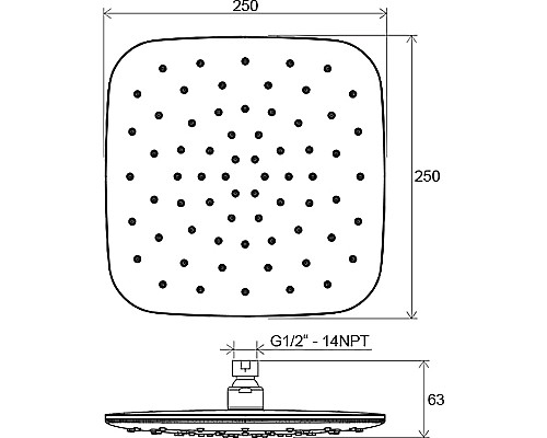 Верхний душ Ravak X07P570 Черный матовый