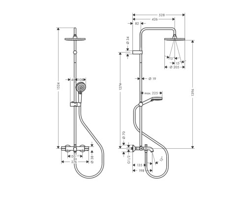 Душевая система для ванны Hansgrohe Vernis Blend с термостатом хром 26274000