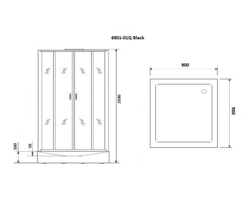 Душевая кабина Niagara Premium NG-6901-01Q BLACK 90x90