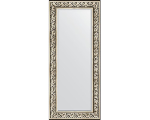Зеркало Evoform Exclusive 150х65 BY 3554 с фацетом в багетной раме - Барокко серебро 106 мм
