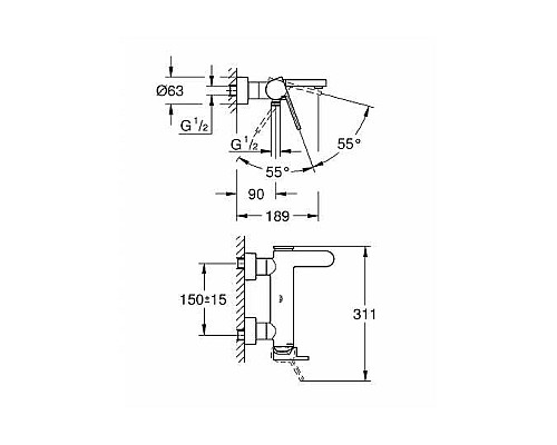 Смеситель для ванны Grohe Plus 33553003 Хром