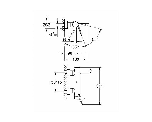 Смеситель для ванны Grohe Plus 33553003 Хром