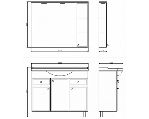 Зеркало со шкафом Comforty Сочи 100 00003132226 Белый глянец