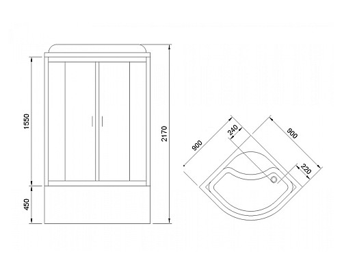 Душевая кабина Royal Bath BK 90x90 RB90BK2-T с гидромассажем