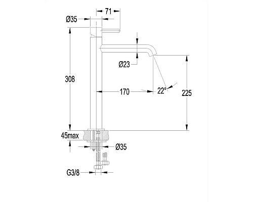 Смеситель для умывальника высокий Omnires Y Y1212CR хром