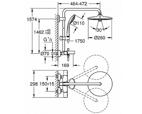 Душевая система Grohe Euphoria 260 27475002 с термостатом Хром