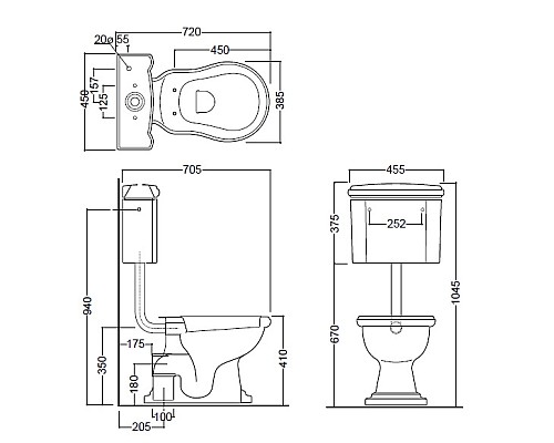 Бачок для унитаза Kerasan Retro 108201 подвесной