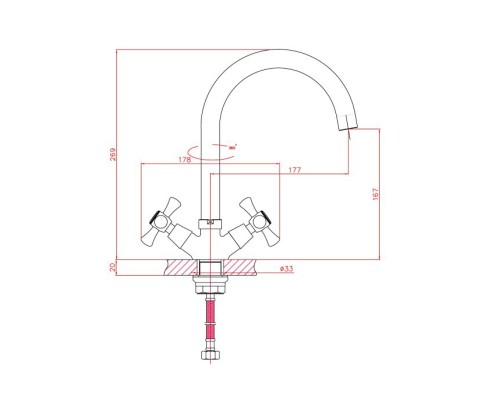 Смеситель для кухни Cron CN4242-2 Хром