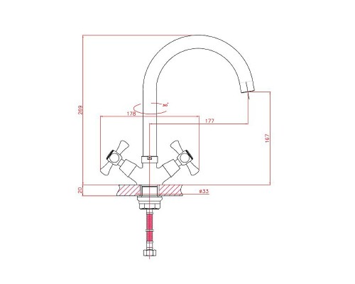 Смеситель для кухни Cron CN4242-2 Хром