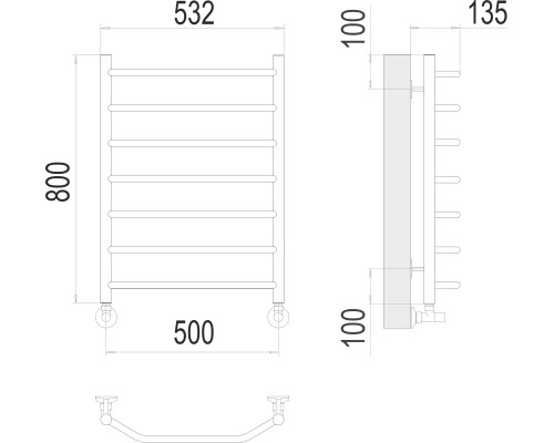 Полотенцесушитель Terminus Эконом Виктория П8 500х800