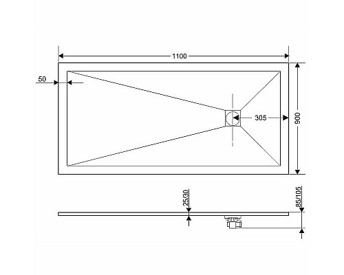 Душевой поддон из искусственного камня Grossman Strong 90x110 GR-S290110Q Графит