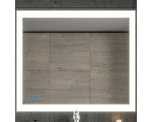 Зеркало Бриклаер Вега 100 4627125414381 с подсветкой с бесконтактным выключателем и часами
