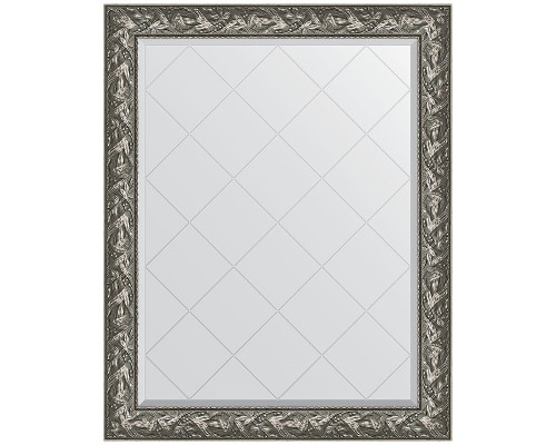 Зеркало Evoform Exclusive-G 124х99 BY 4372 с гравировкой в багетной раме - Византия серебро 99 мм