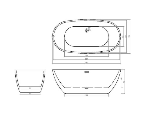 Акриловая ванна Cerutti SPA SPA B-7122 170x75 7390