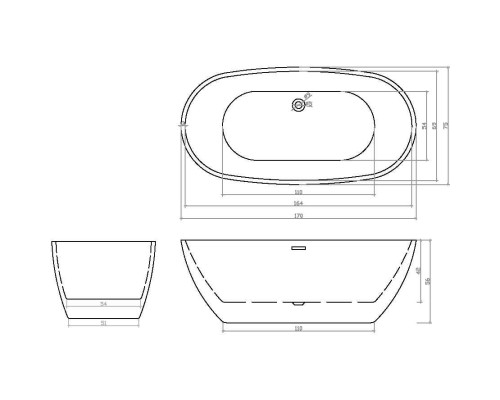 Акриловая ванна Cerutti SPA SPA B-7122 170x75 7390