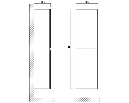 Шкаф пенал Art&Max AM-Bianchi-1500-2A-SO-BM подвесной Белый матовый