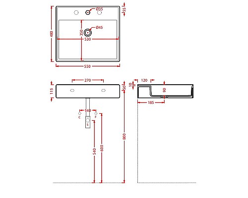 Раковина Artceram Scalino 55 SCL007 01 00 Белая глянцевая