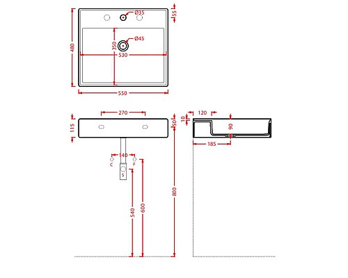 Раковина Artceram Scalino 55 SCL007 01 00 Белая глянцевая
