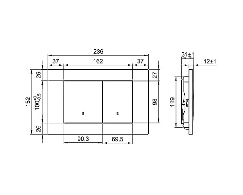 Клавиша смыва Olive's Porto PR412G Хром матовый