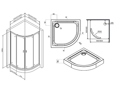 Душевое ограждение AM.PM X-Joy W88G-205-090BT 90x90