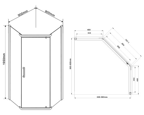 Душевой уголок Vincea Stresa 90x90 VSP-1S900CH профиль Хром стекло шиншилла