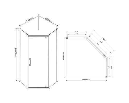 Душевой уголок Vincea Stresa 90x90 VSP-1S900CH профиль Хром стекло шиншилла