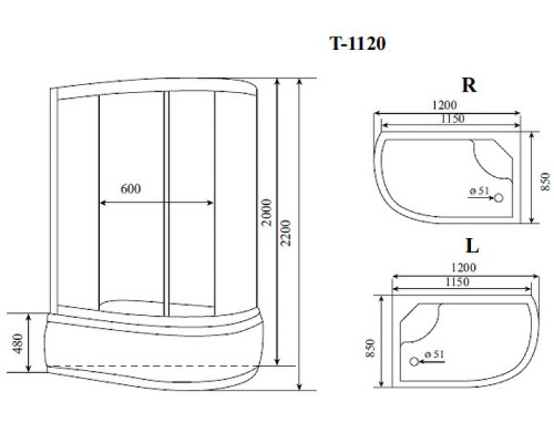 Душевая кабина Timo Standart 120x85 без гидромассажа
