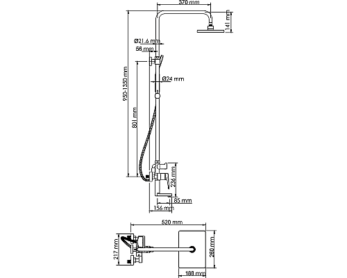 Душевая система WasserKRAFT Aisch A15501 Золото матовое