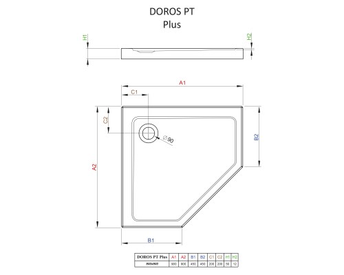 Акриловый поддон для душа Radaway Doros Plus PT 90x90x5 белый