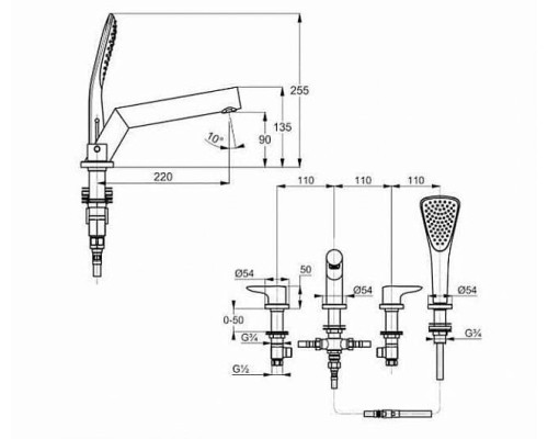 Смеситель для ванны и душа Kludi Objekta 324250575