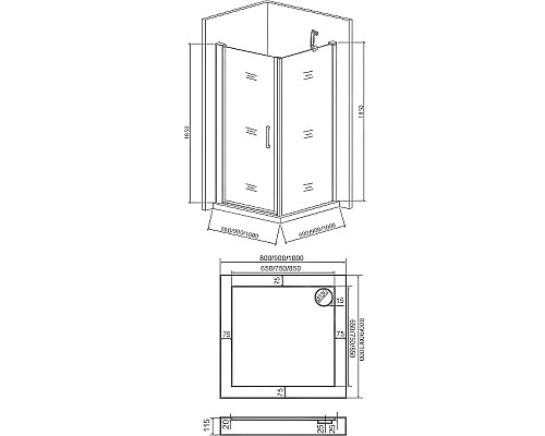 Душевой уголок Good Door Pandora CR-80-C-CH 80х80 профиль Хром стекло прозрачное
