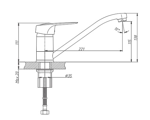 Смеситель для кухни Haiba HB4904 Хром