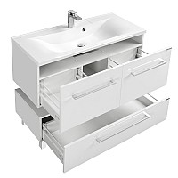 Тумба под раковину Мадрид 120 М 2 ящика белый Aquaton 1A170301MA010