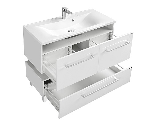 Тумба под раковину Мадрид 120 М 2 ящика белый Aquaton 1A170301MA010