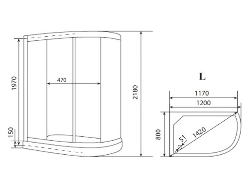 Душевая кабина Timo Eco 120х80 TE-0702 L с гидромассажем