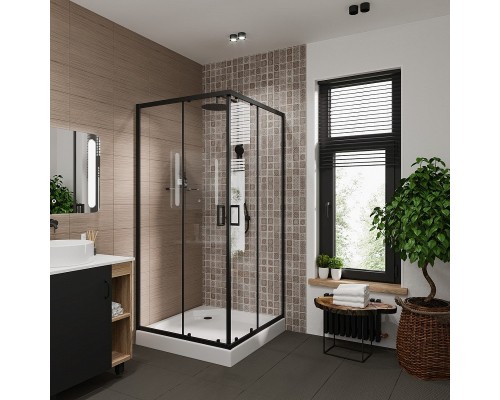 Душевой уголок Niagara Nova NG-6808-08 BLACK 90х90 профиль Черный стекло прозрачное