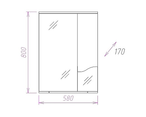 Зеркало со шкафом Onika Лайн 58.01 R 205820 с подсветкой Белое