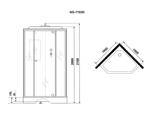 Душевая кабина Niagara Lux 100x100 NG-7702DM без гидромассажа