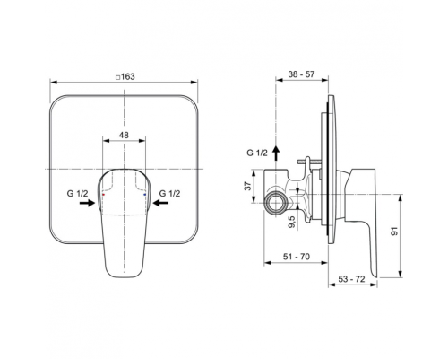 Смеситель для душа Ideal Standard Cerafine Model D Хром