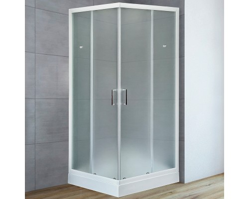 Душевой уголок Royal Bath HP 90х90 RB90HP-C с поддоном профиль Белый стекло матовое