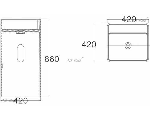 Раковина из искусственного камня NSBath NSF-4242G глянцевая