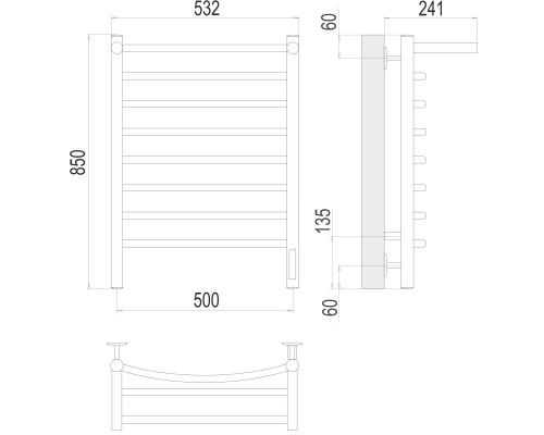 Полотенцесушитель Terminus Электро Классик с/п П8 500х850
