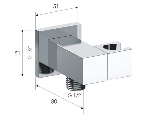Шланговое подключение Remer 337S с держателем ручного душа Хром