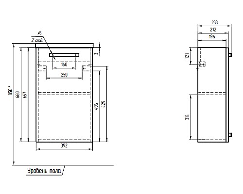 Тумба под раковину Cersanit Melar Como 40 B-SU-MEL-CM40 подвесная Белая