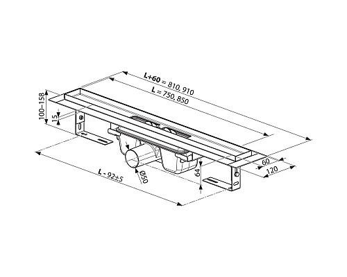 Душевой лоток Ravak Runway OZ 75 X01750 с Черной матовой решеткой